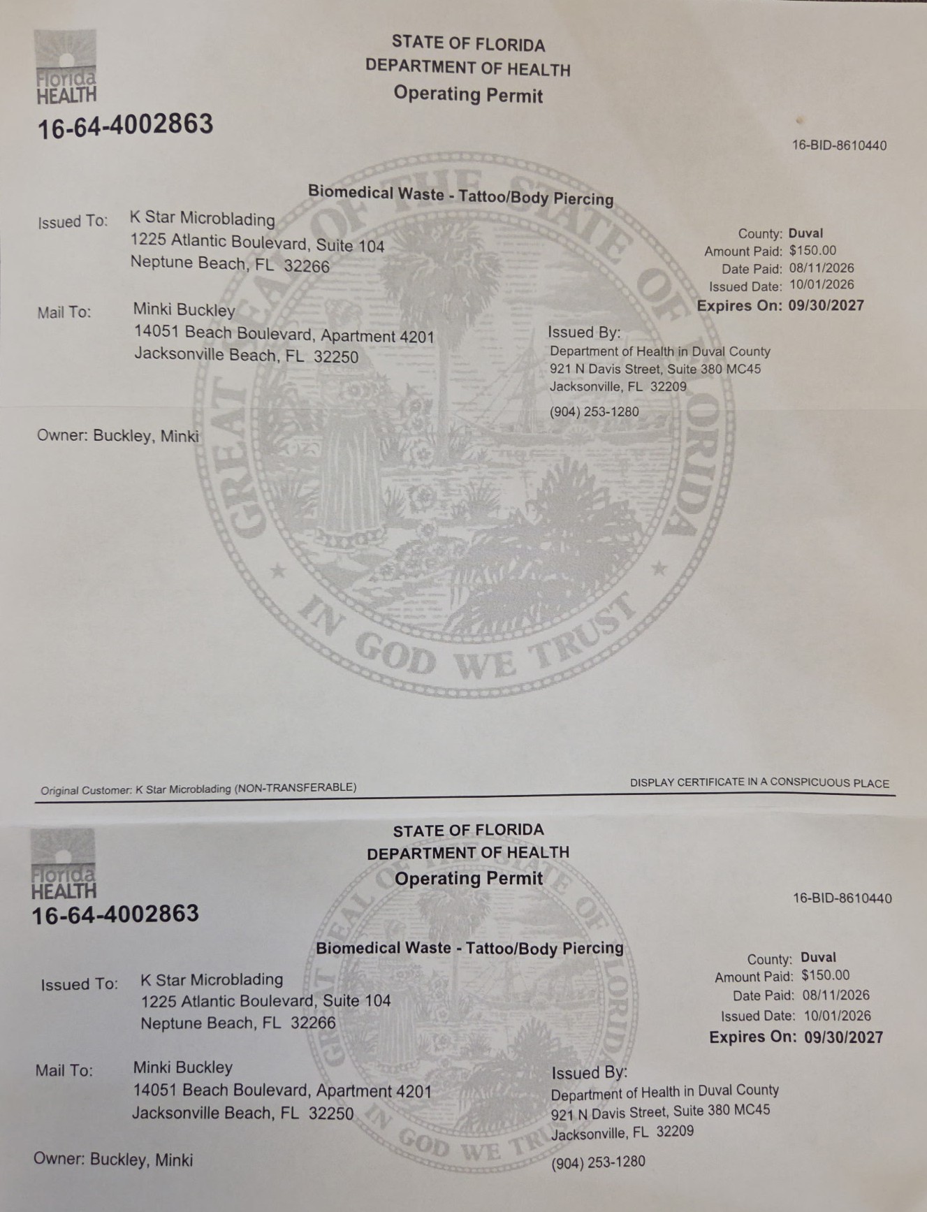 2026kstar license KStar permanent makeup license